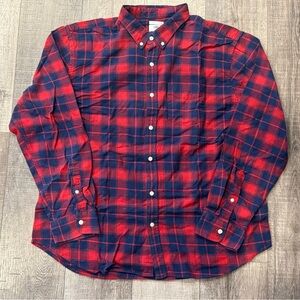 Men’s OLD NAVY Flannel Plaid Button Up Shirt 2XL XXL Slim Fit